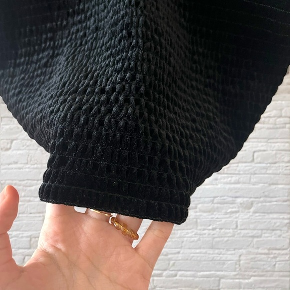 Mango Black Velvet Puff Sleeve Elastic Mini Dress Size 4 - Picture 10 of 12